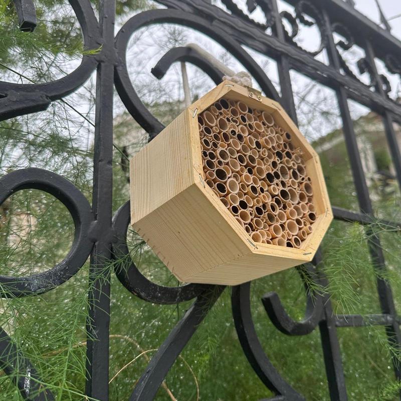 Bee Houses For The Garden Wooden Bee Hive Pollinating Palace Butterfly House Wasp Habitat For Garden Balcony Backyard Outside