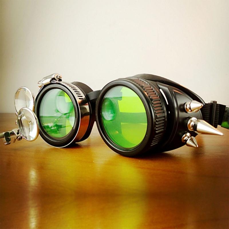 Retro Steampunk Glasses Halloween Cosplay Glasses Steampunk Goggles with Rivets for Carnivals Theme Party