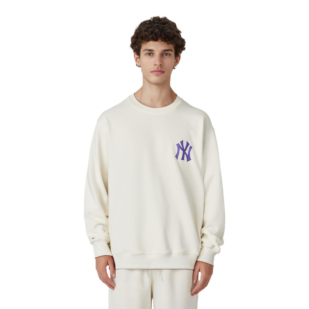 MLB New York Yankees Sweatshirts Unisex Ecru Crew Neck Moderate Regular 3AMTL0114-50CRS