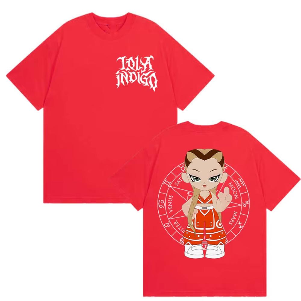 Singer Lola Indigo Tour 2025 Merch T-Shirt Men Women Harajuku High Quality Vintage T-shirts Casual Oversized Cotton Tops T Shirt