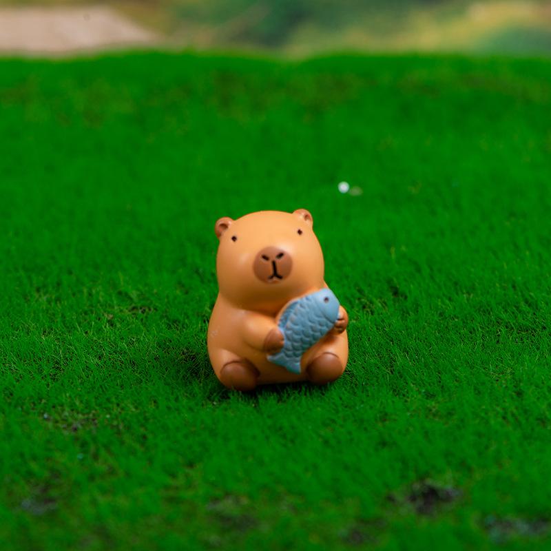 Miniature Cartoon Capybara Model Figurine Desk Garden Landscape Ornament Resin Craft Home Office Decor Car Desktop Decor Gifts