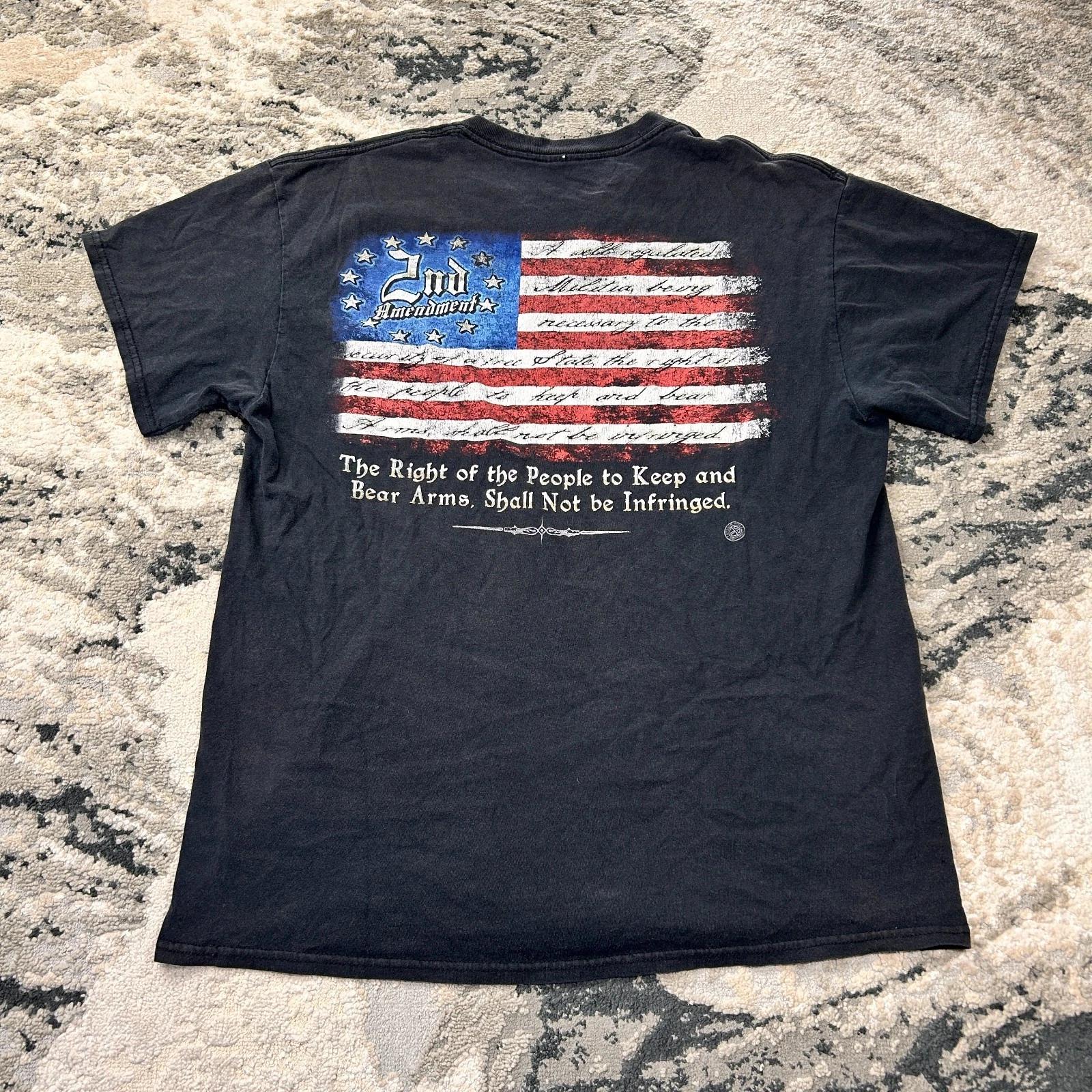 Vintage Y2K 2nd Amendment T Shirt Mens Large Black Grunge Graphic Crew Neck 4XL