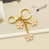 3Pcs Cute Keychain for Women, Flower Enamel Charm Keyring for Handbag Backpack Purse(White,Pink,Black