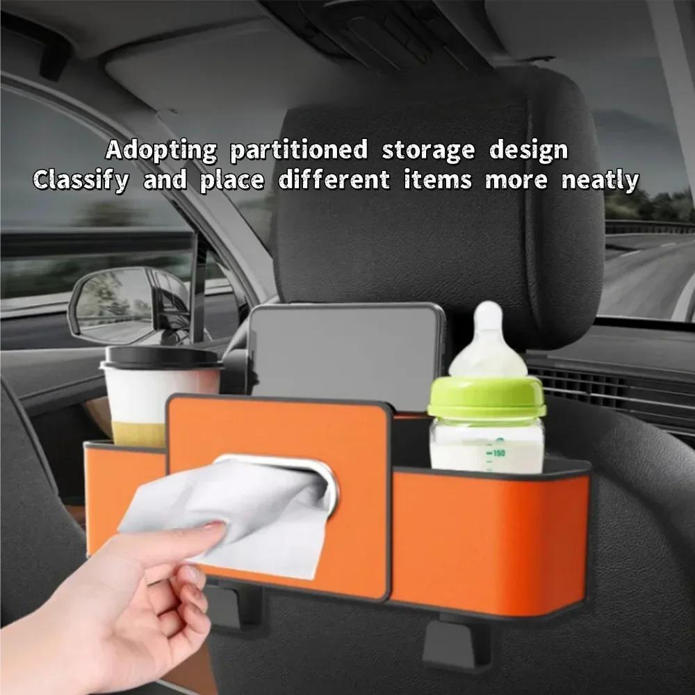 3-in-1 Car Multifunctional Organizers, Car Seat Back Storage Box with Tissue Holder, Back Seat Car Organizer for Kids and Travel