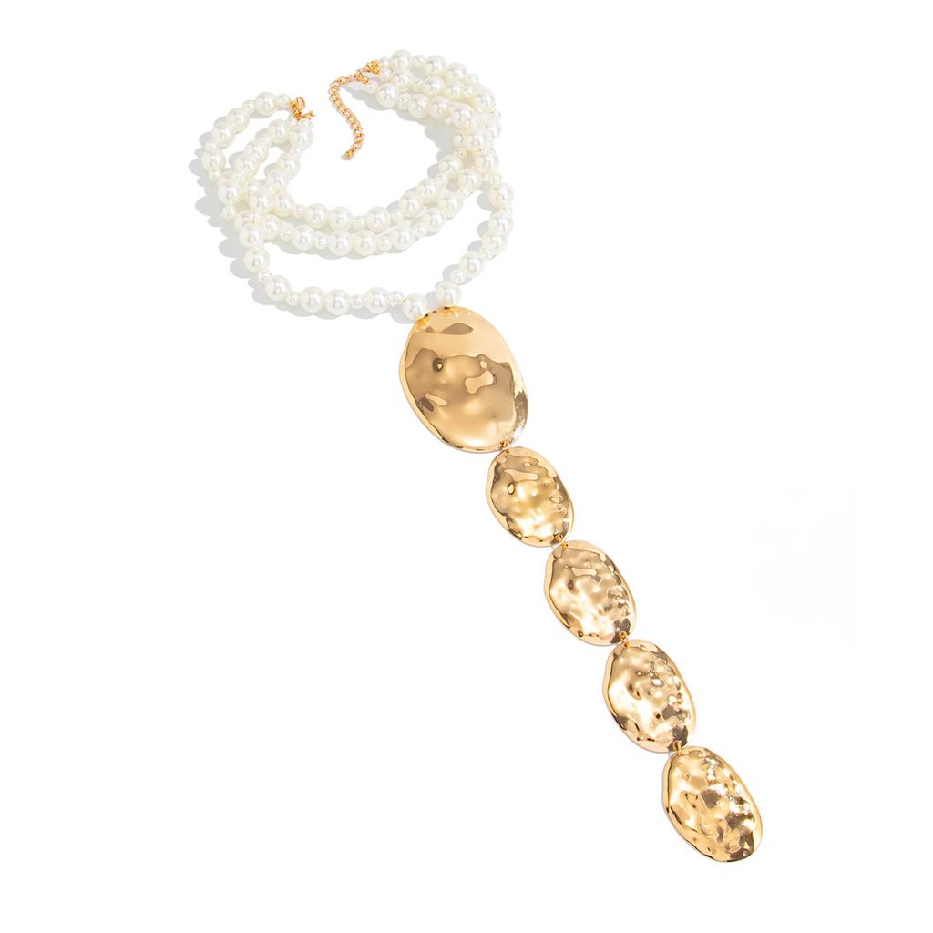 Imitate Pearl Beaded Boho Pendant Necklace for Womens Party Choker Daily Jewelry Accessory