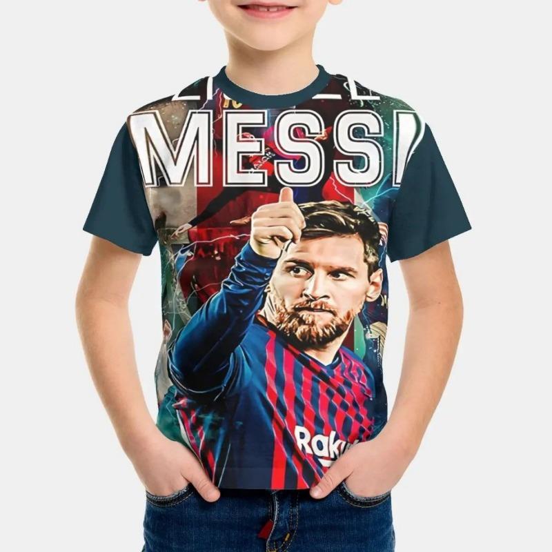 225 Summer new Soccer Star No. 10 printed Children's wear 5-14 years old menswear Messi Kids Boys Girls Kids T-shirt