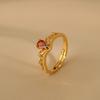 Crown Vintage Ruby Ring For Women Unique Adjustable Open Design Fashionable Statement Jewelry