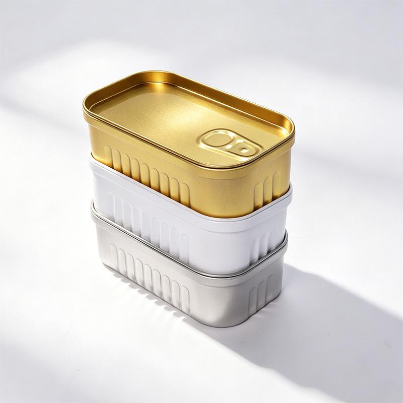 1/4Pcs Sardine Can Shaped Storage Tin Box Portable Metal Material Sealed Jar With Lid For Storing Small Items Household Goods