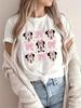 Pink Bow and Head Pattern European and American Summer New Unisex and FeUnisex Couples Casual Street Wear