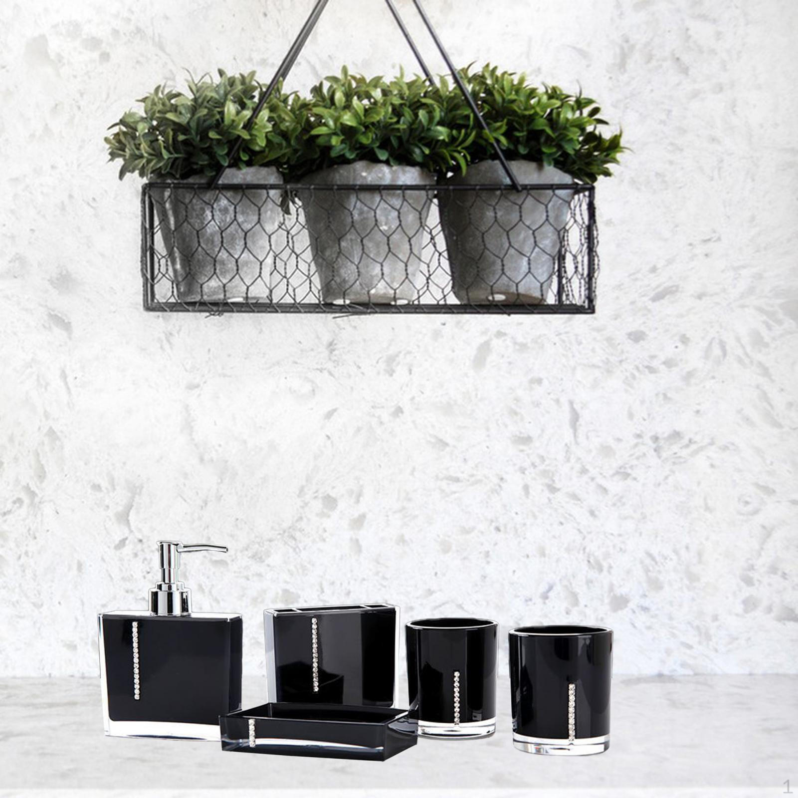 

5 шт., аксессуар для ванной, держатель для зубной щетки, элегантный набор туалетных принадлежностей, дозатор мыла, блюдо чёрный