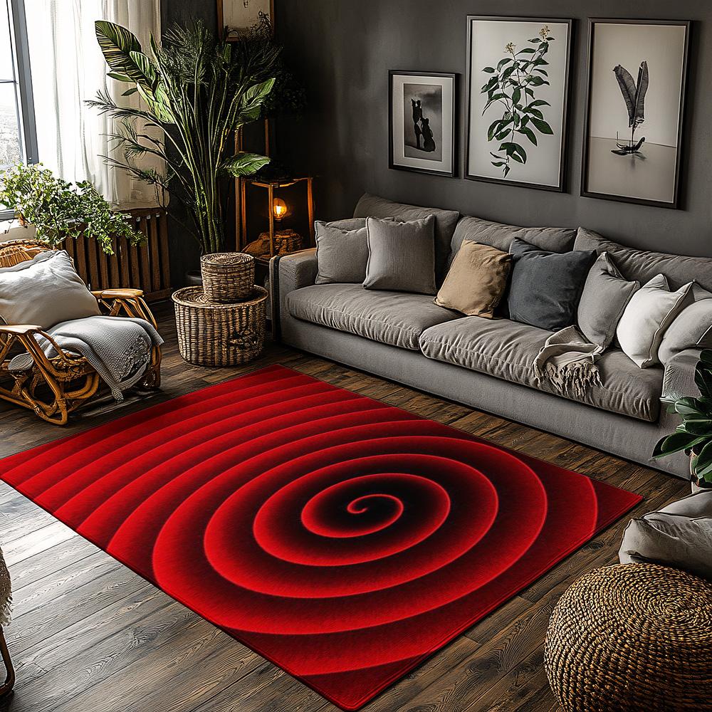

Tuniu Red Abstract Spiral Area Rug Non Slip Home Living Room Carpet Mat Doormat Decor 50x80cm20x31in