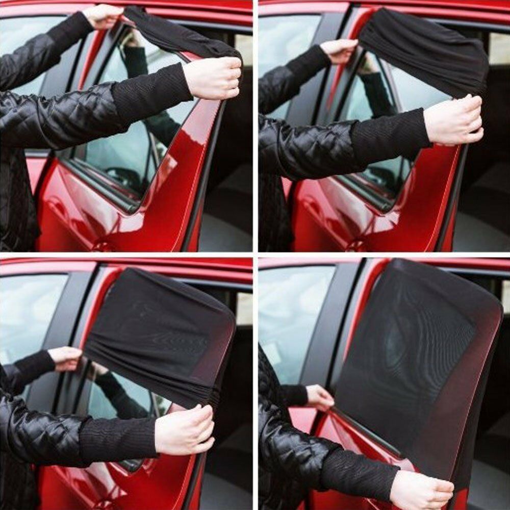 2pcs Car Rear Side Window Sun Visor Shade Mesh Cover Shield L Size UV Protector