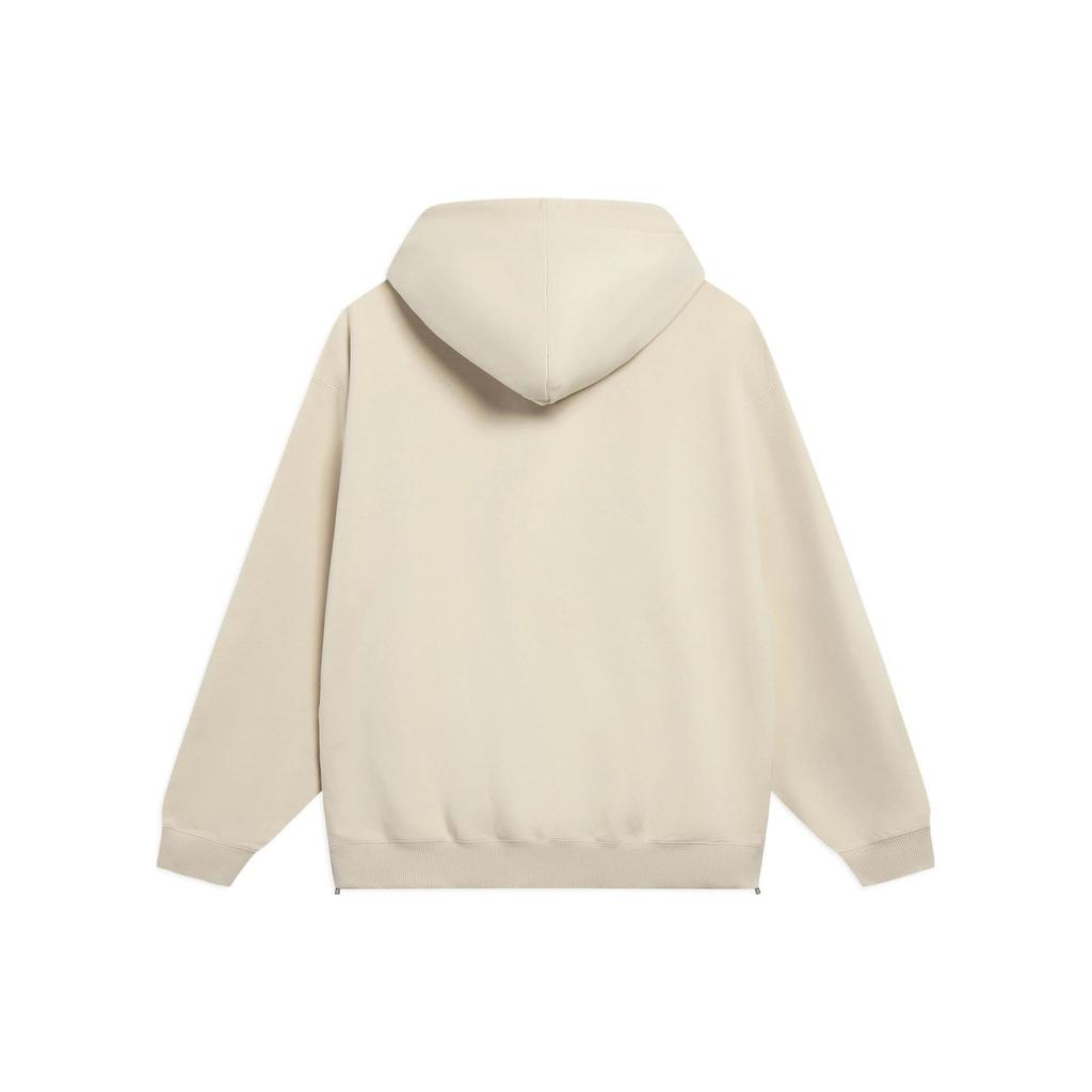 Li Ning Basketball Series Printed Letter Hooded Pullover Fleece Sweatshirt Unisex sweatshirt Light-Milk-Brown AWDT085-1