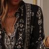 Women Shirt Ruffle Trim Neckline Long Sleeve Imitation Pearl Buttons Shirt Tops Spring Summer