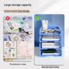 Blue Multi-Layer Desktop File Rack - Office Storage Shelf & Thick Plastic Box