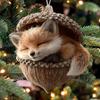 Forest Animal Acorn Ornaments Acrylic Cute Christmas Trees Hanging Decorations Rustic Home Decor Holiday Gift for Animal Lovers