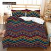 Bohemian Duvet Cover Set 3 Pieces Trellis Striped Ethnic Boho Vintage Quilt King Queen For Boy Girls Teens Polyester Bedding Set