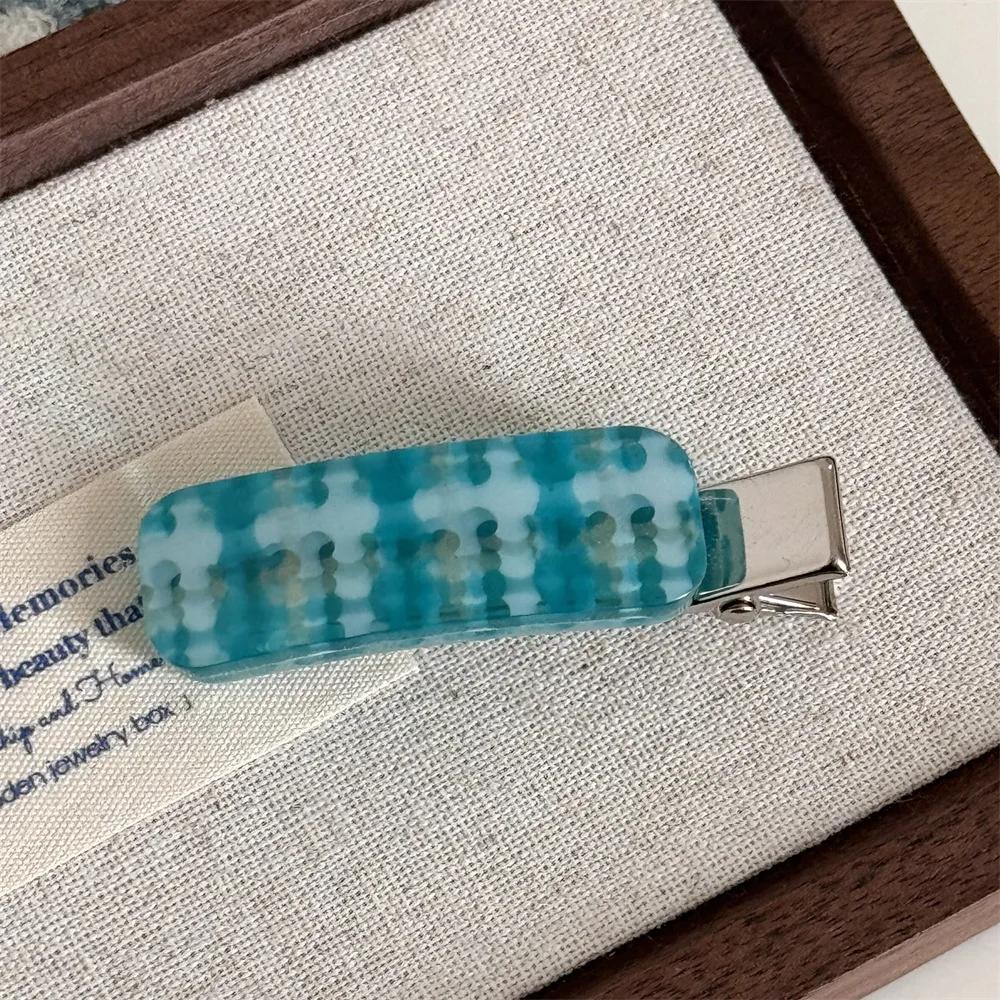 Fashion Acetate Checkered Hair Side Clips Broken Hair Bangs Clips Women Girls Sweet Cute Side Clips Elegant Duckbill Clip