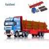 Kaidiewei Toy Semi-Truck: Alloy-Wood Flatbed Trailer for Kids Ages 3-6