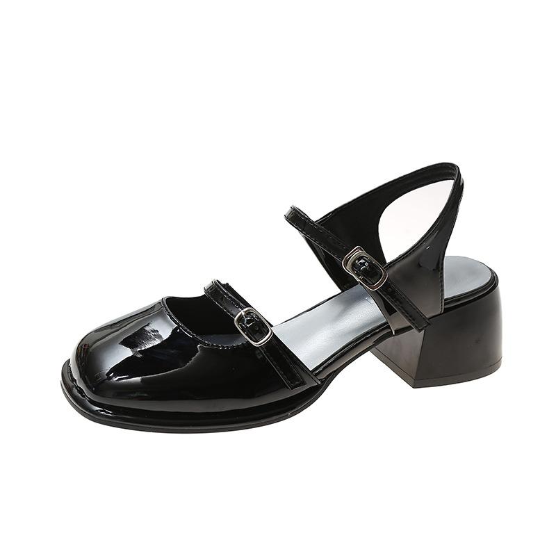Baotou sandals women's summer new Korean version of fashion fairy style square head buckle thick heel fashion Mary Jane shoes