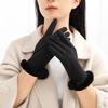 Solid Color Full Fingers Mittens Windproof Cycling Mittens Fashion Suede Gloves  Girls