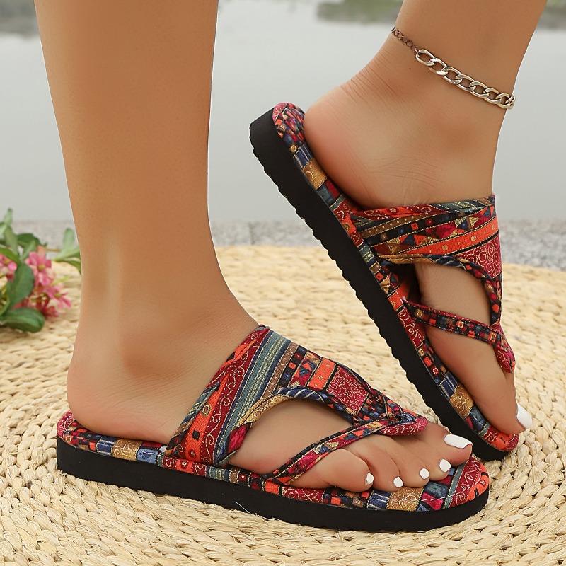 

Summer new large size light and comfortable onepedal flipflops versatile color matching cool slippers women 36 красный