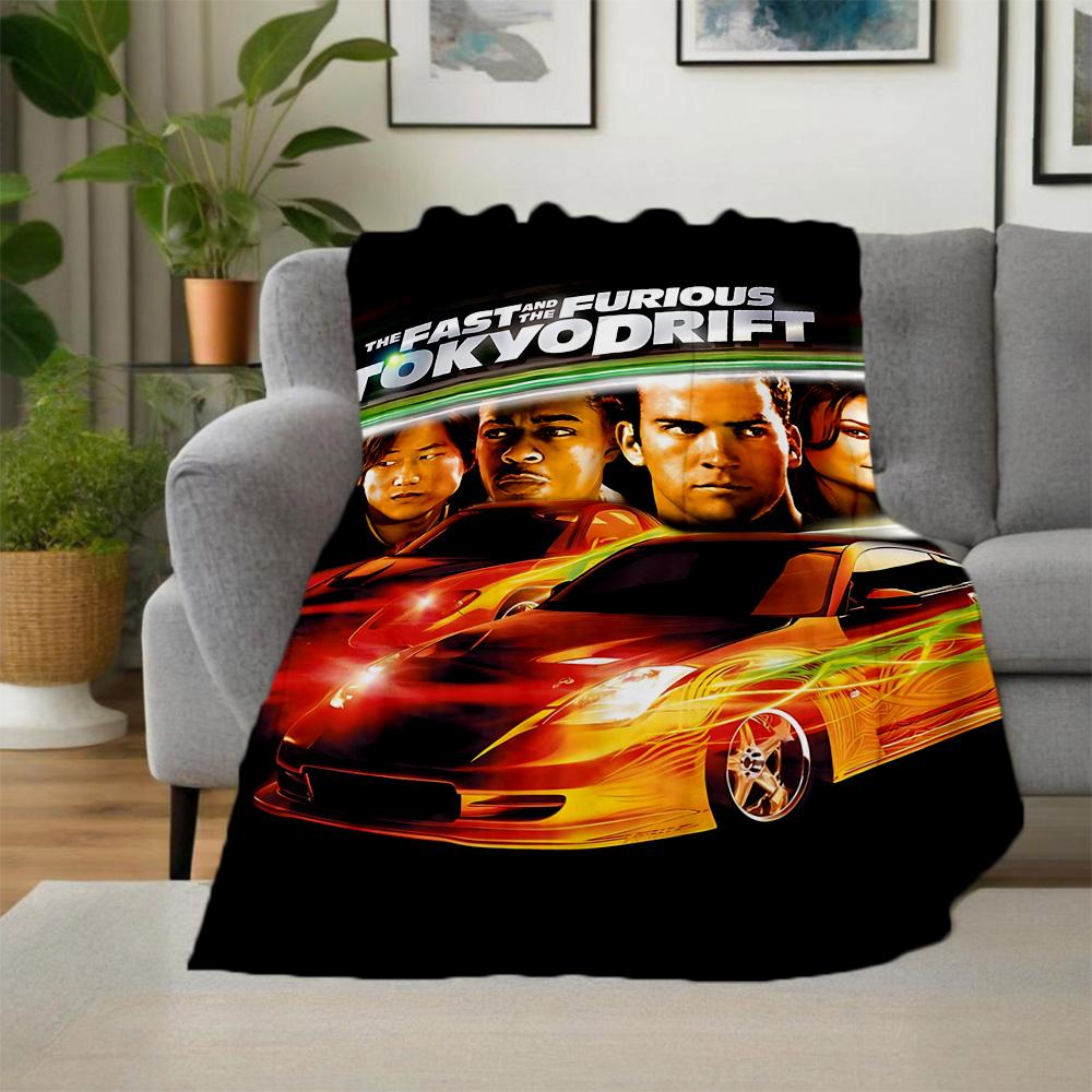 Fast Furious Tokyo Drift Flannel Blanket Super Soft Warm Cozy Blanket for Sofa Bed Office Travel All‑Season Home Decor Gift