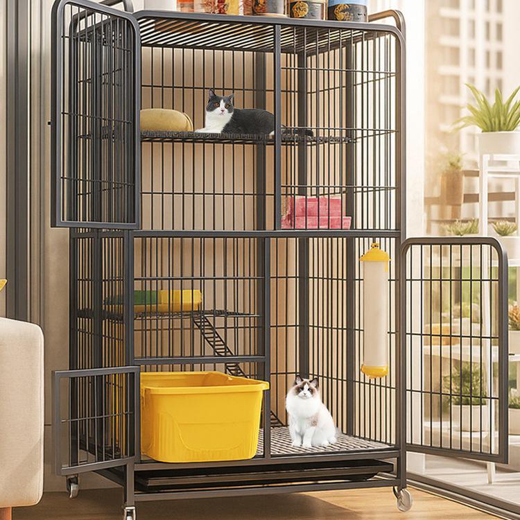 Foldable Indoor Cat Cage with Toilet – Space-Saving Cat House and Balcony for Small Apartments