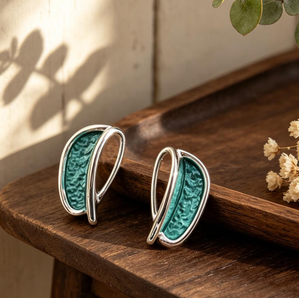 Hot-selling Simple Semi-round Hand-painted Enamel Stud Earrings Irregular Geometric Shape Daily Versatile Women's Earrings
