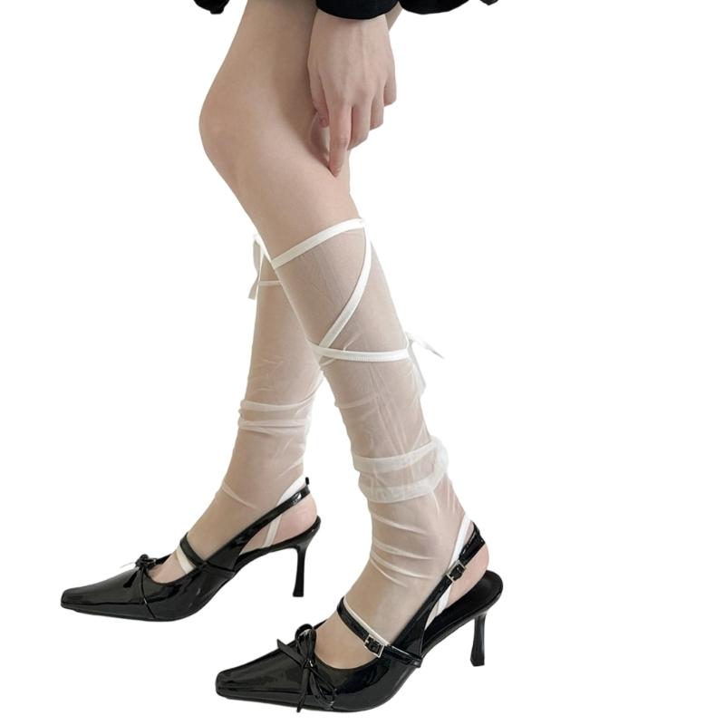 Damen Beinwärmer Sommer Durchsichtige Netz-Beinhülsen Harajuku Beinabdeckung Strümpfe Mode Knöchel Haufen Socken Lange Stiefelsocken