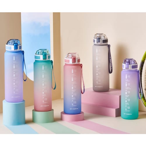 KAISWK Water Bottle, 1.1L Large Capacity with Time Marker, Ultra-Lightweight, Cold and Heat Resistant, Portable, Leak-Proof, BPA-Free, Unisex, for Adu