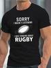 Humorvolles Sommer-T-Shirt für Übergrößen-Männer mit Rugby-Grafikdruck, perfekt für Freizeitkleidung im Alltag, entworfen für große und kräftige Personen