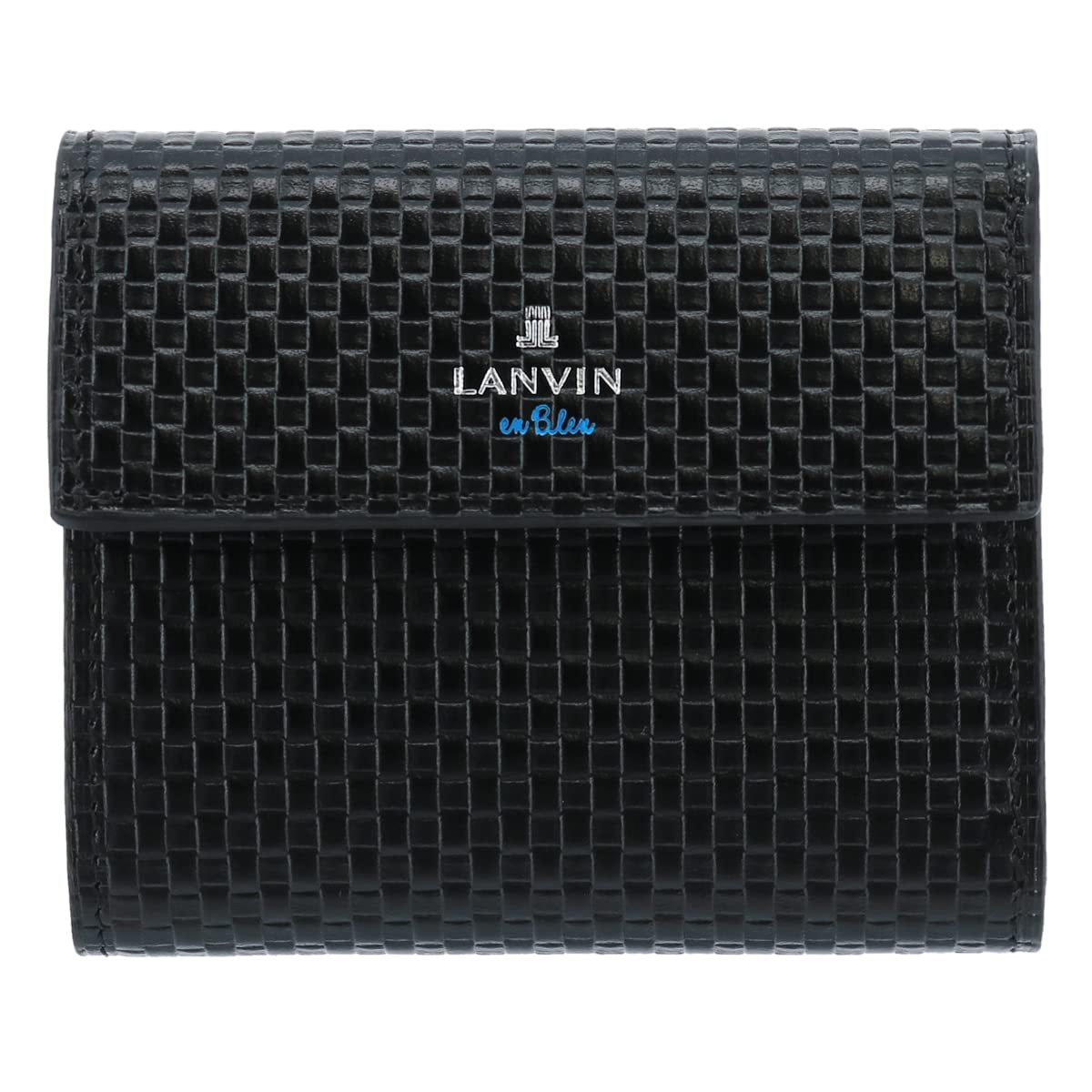 

on Trifold Wallet Mini Wallet Espace Genuine Leather Cowhide Black [Lanvin Blue] Men s [01]