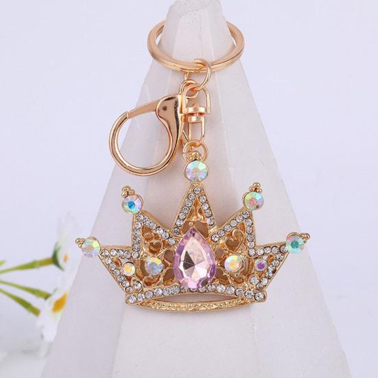 Keychain Pendant Sparkling Rhinestones Inlaid Crown Design Key Holder with Lobster Clasp Lightweight Car Bag Decoration