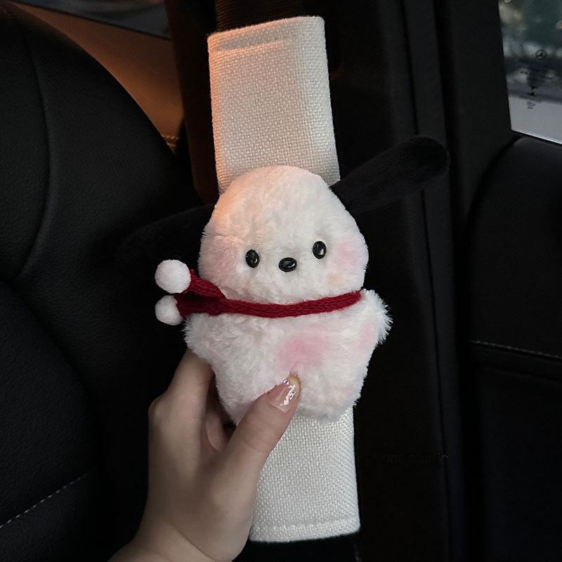 Cartoon Car Seat Belt Cover Anime Puppy Plush Auto Seat Belt Shoulder Protector Pad Car Interior Accessories