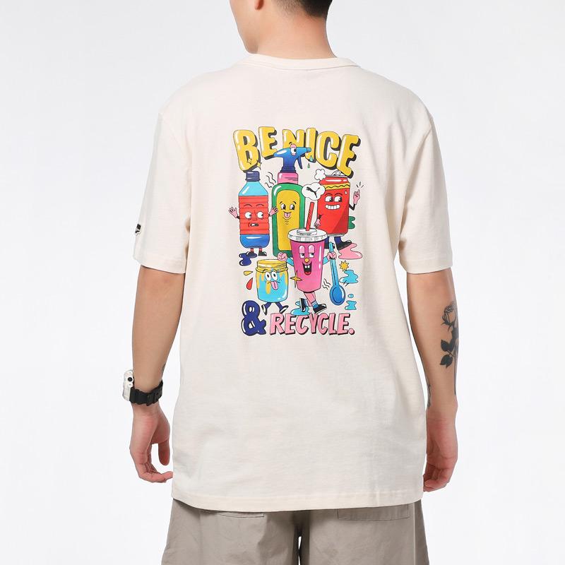 Puma Cartoon Print Round Neck Short Sleeve T-Shirt Men Tops Beige 531335-75
