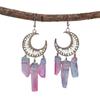 Elegant Asymmetric Purple Quartz Crystal Earrings With Stainless Steel Posts For Womens Fashion