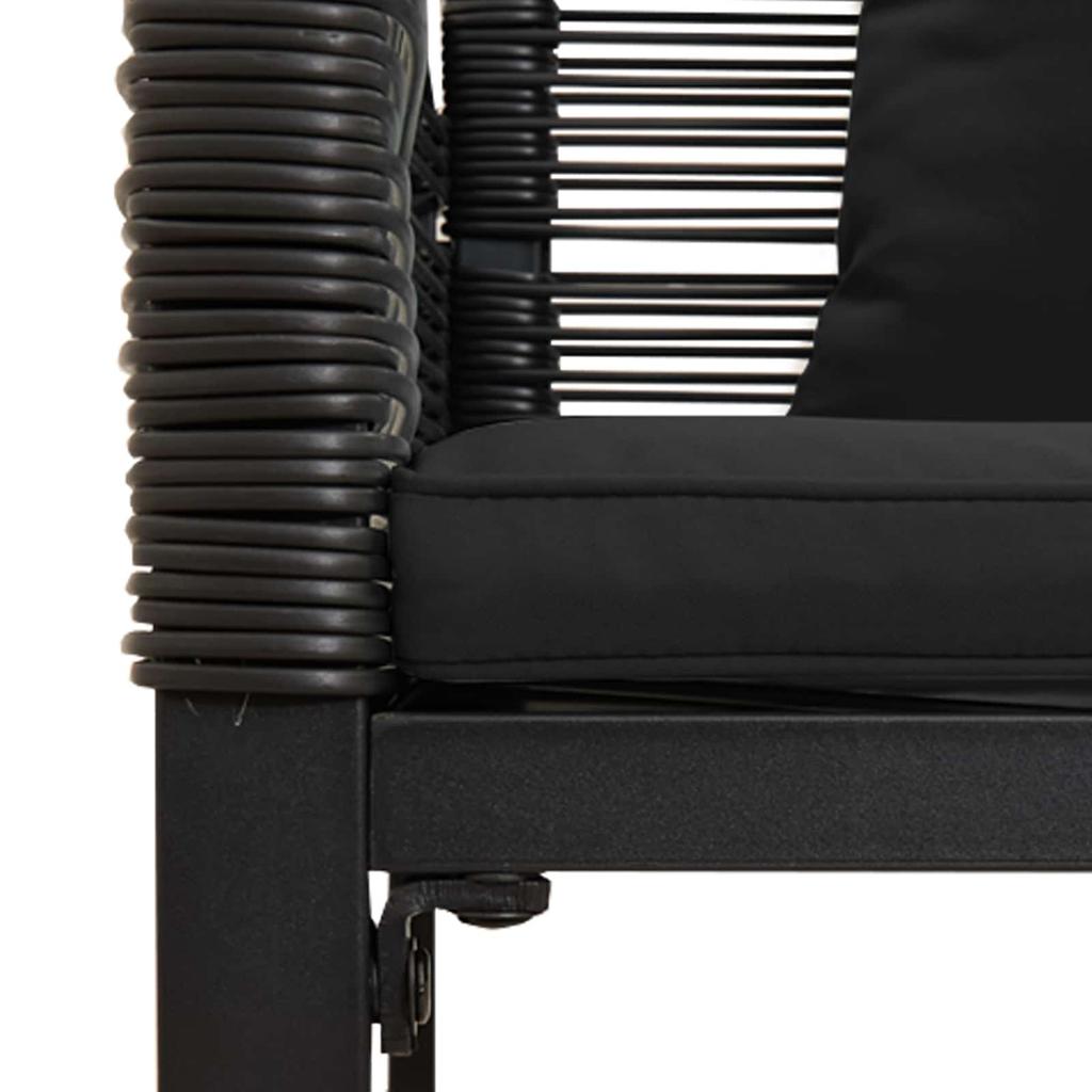 Outdoor Furniture Set with Cushions Black Poly Rattan