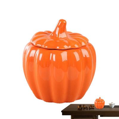 Kürbis-Bonbonglas, Vorratsglas für Lebensmittel, luftdicht, 300 ml, Küchenkanister, Vorratsglas, Keramik-Teedose für Tee, Kaffee, Gewürze, Nüsse, Süßigkeiten