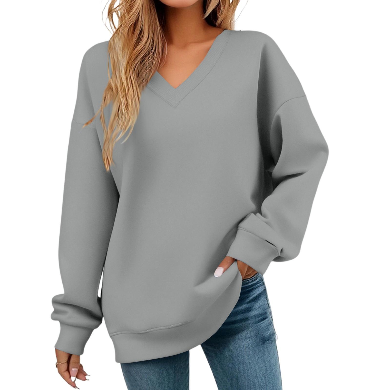 

Women s Casual Fashion V-neck Long-sleeved Sweatshirt S