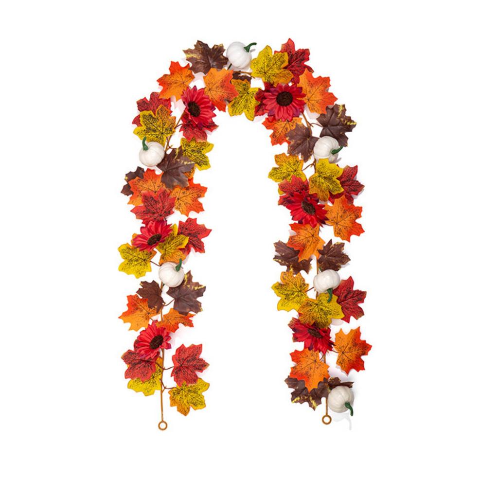 Artificial Maple Leaf Garland 175cm Realistic Decorative Vine for Halloween Autumn Party Home Indoor Outdoor Display