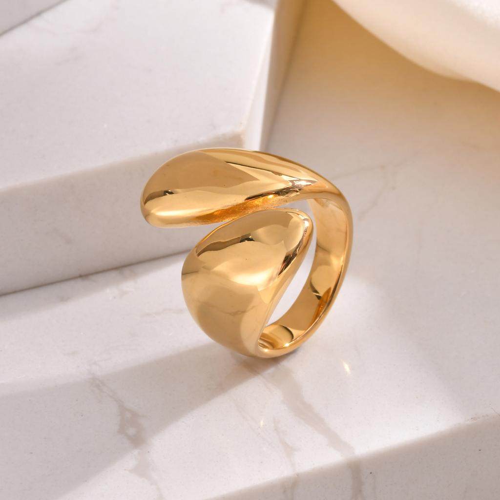 Chunky Open Twist Stackable Rings for Women, Bold Crossover Statement Ring Stainless Steel Jewelry