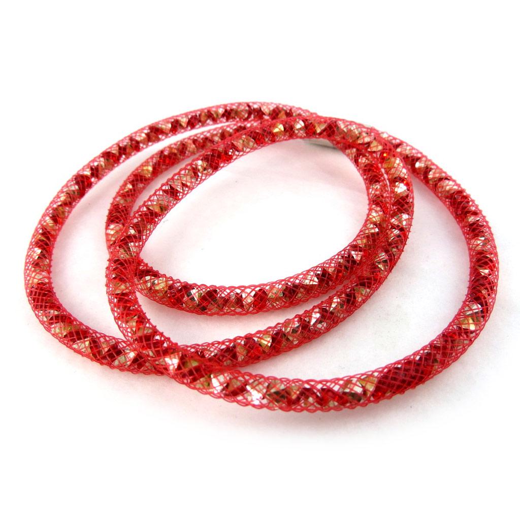 Les Trésors De Lily [M4113] – Rotes „Joyaux“ Designer-Armband (3 Reihen – 5 mm)