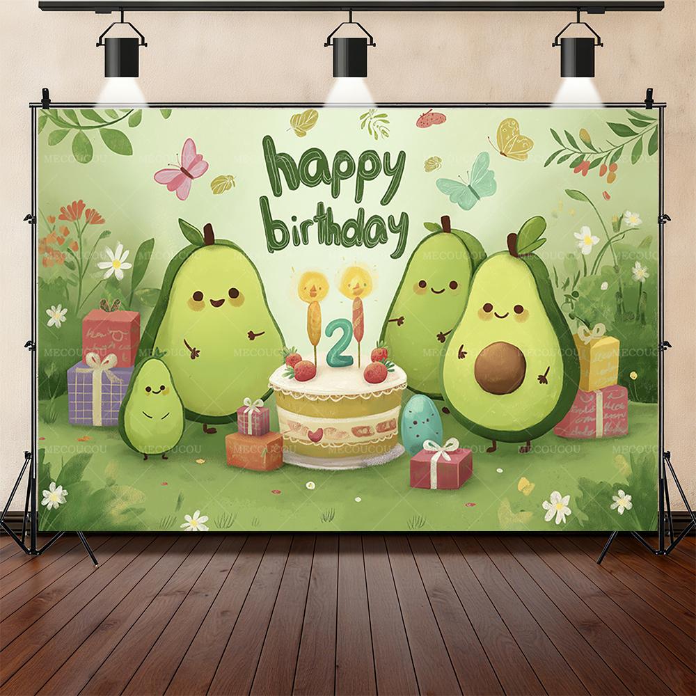 Fruit green avocado theme background children's birthday party decoration baby shower arrangement background studio photography