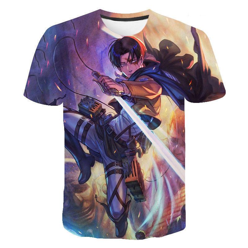 Fashion Attack on Titan 3D Printed T-Shirt, Anime Graphic Tee, Lightweight Polyester Breathable Casual Streetwear Clothes