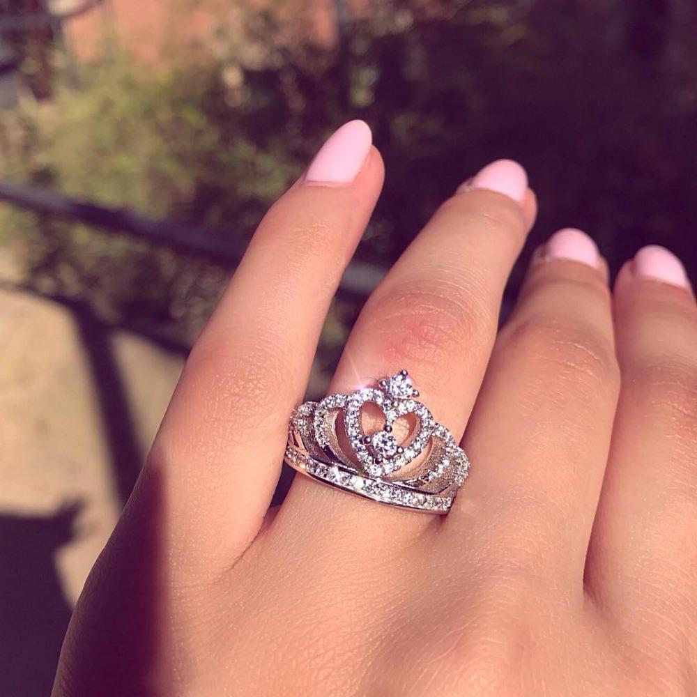 Elegant Micro Paved Full Diamond Crown Ring for Women Classic Luxury Jewelry Gift No. 5