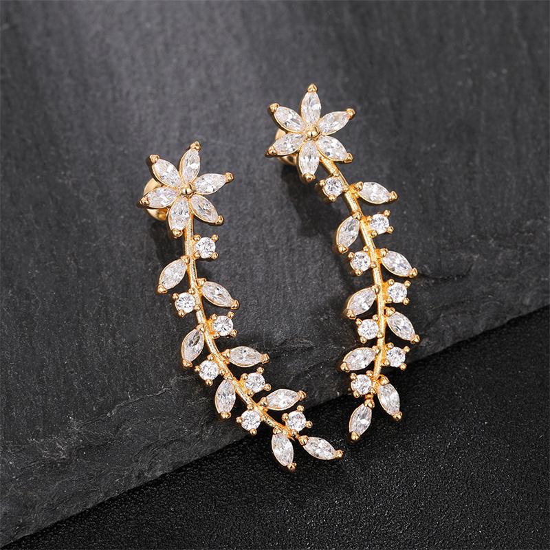Huitan Trendy Flower Earrings for Women Full Paved Sparkling Cubic Zirconia Temperament Sweet Ear Accessories Fancy Gift Zircon