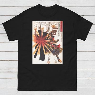 Camiseta Ukiyo-e Japonês Katagawa Kuniyoshi Bushido Artes Marciais Japonesas Caligrafia Presente Roupa Feminina Design Masculino Camiseta