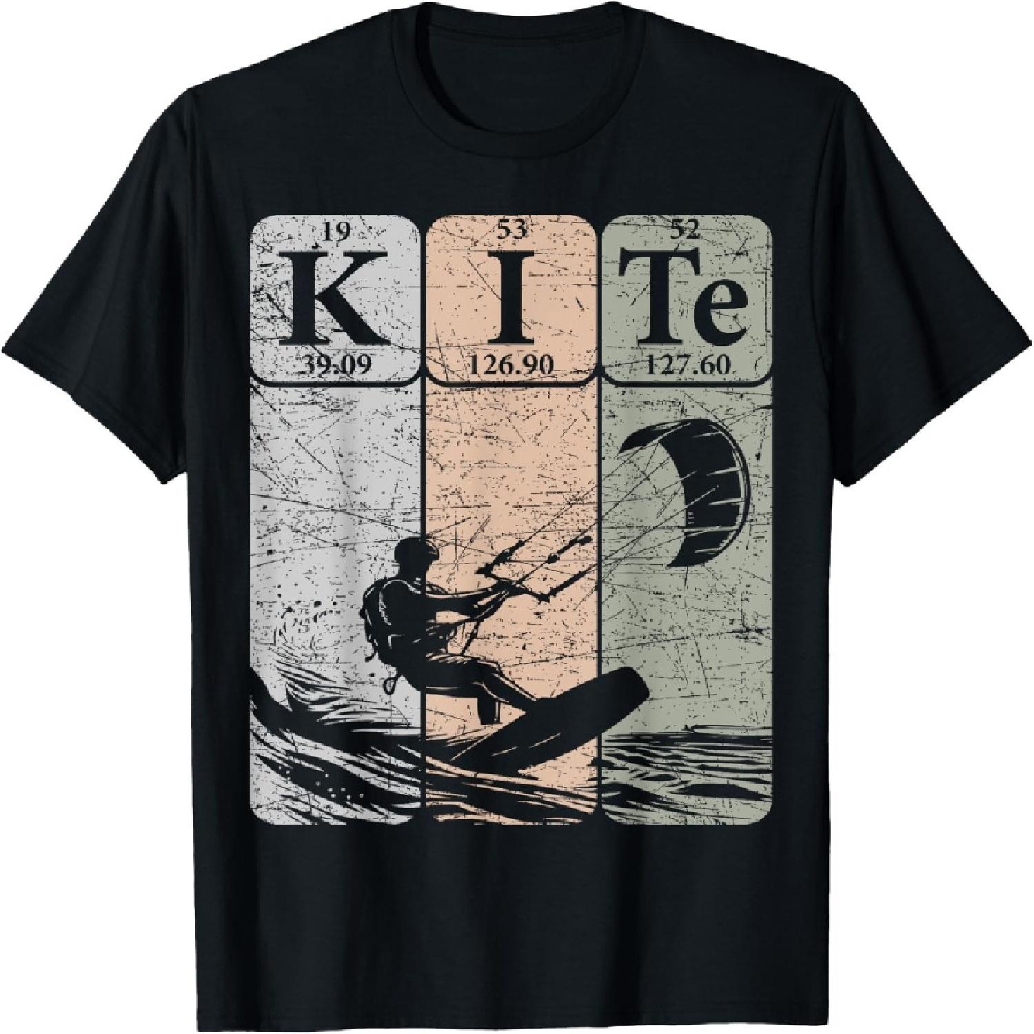Kitesurfing Periodic Table Elements Kiteboarding Retro T-Shirt(11) S