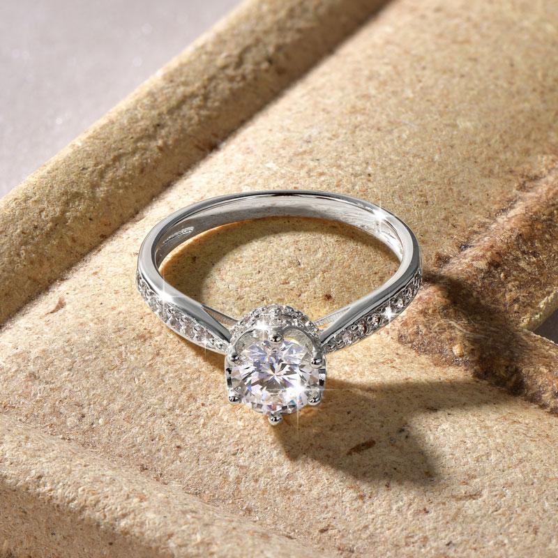 Rrjzz 1CT Cubic Zircon Simulated Diamond Solitaire Wedding Engagement Ring Tiara Wedding CZ Band Premium Crown Rings for Women